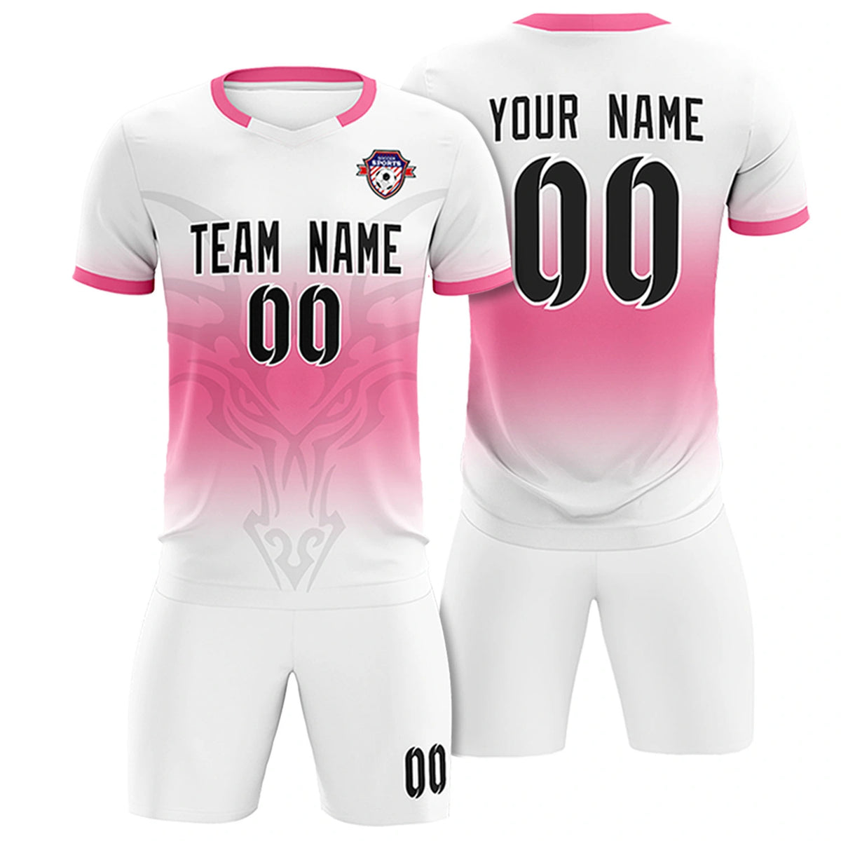 Custom White Pink Soft Training Uniform Soccer Sets Jersey