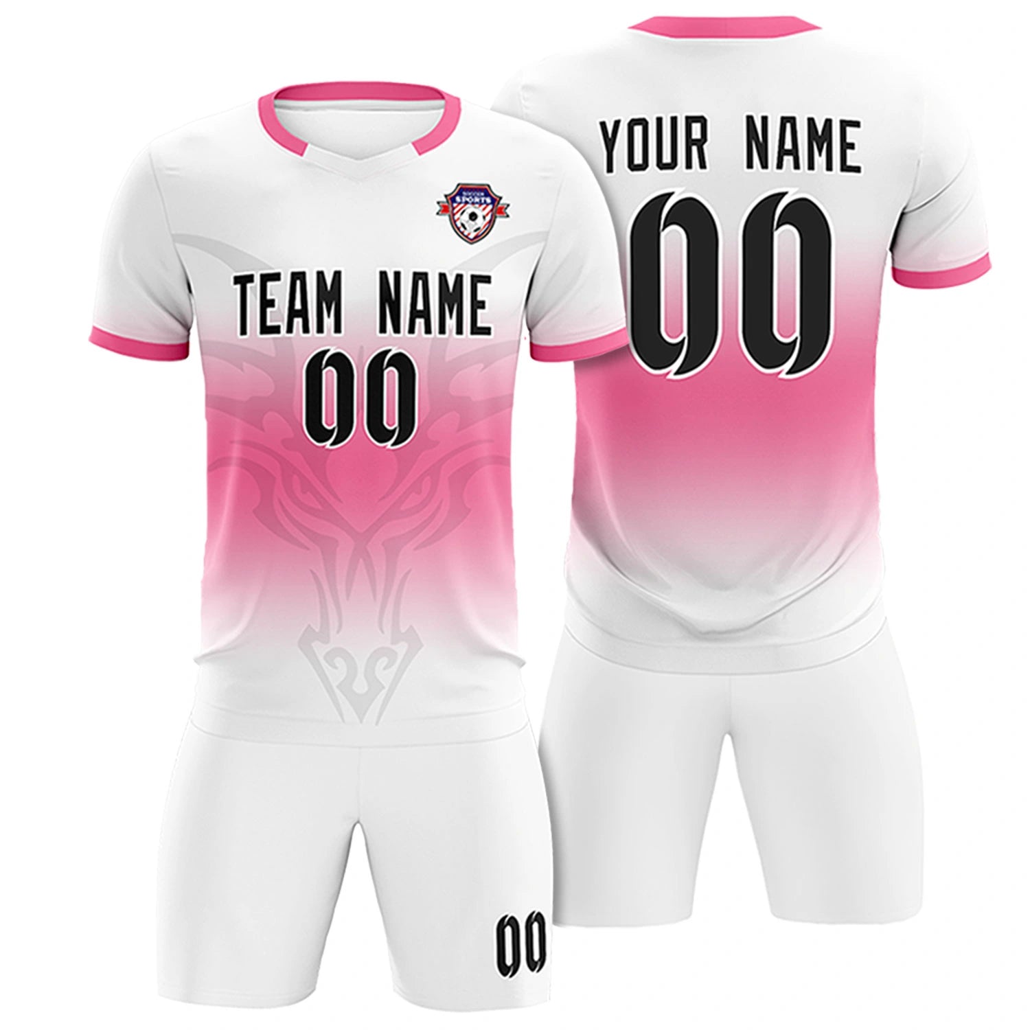 Custom White Pink Soft Training Uniform Soccer Sets Jersey