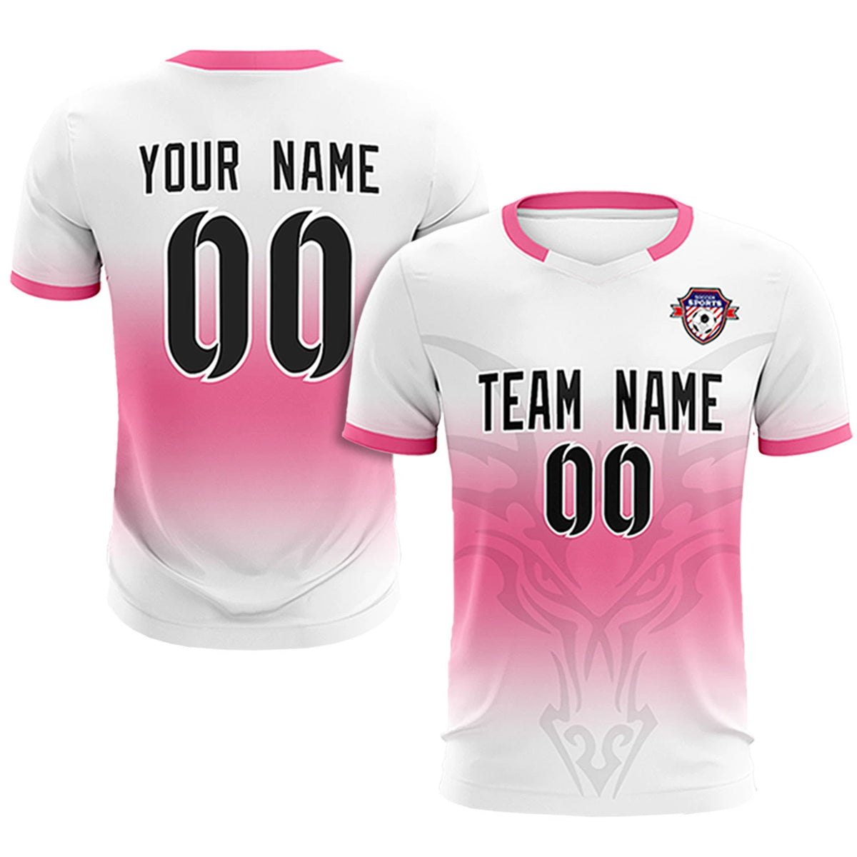 Custom White Pink Soft Training Uniform Soccer Sets Jersey