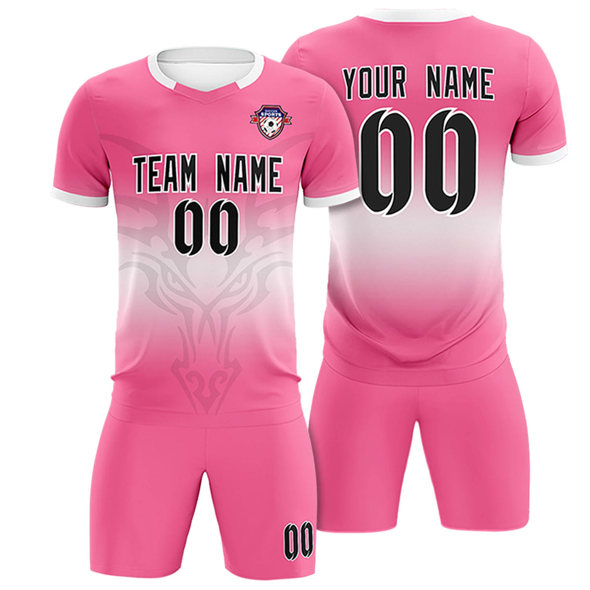 Custom Pink White Soft Training Uniform Soccer Sets Jersey