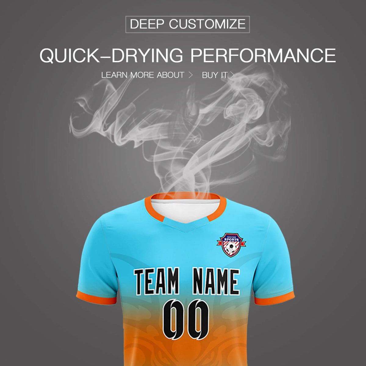 Custom Aqua Orange Soft Training Uniform Soccer Sets Jersey