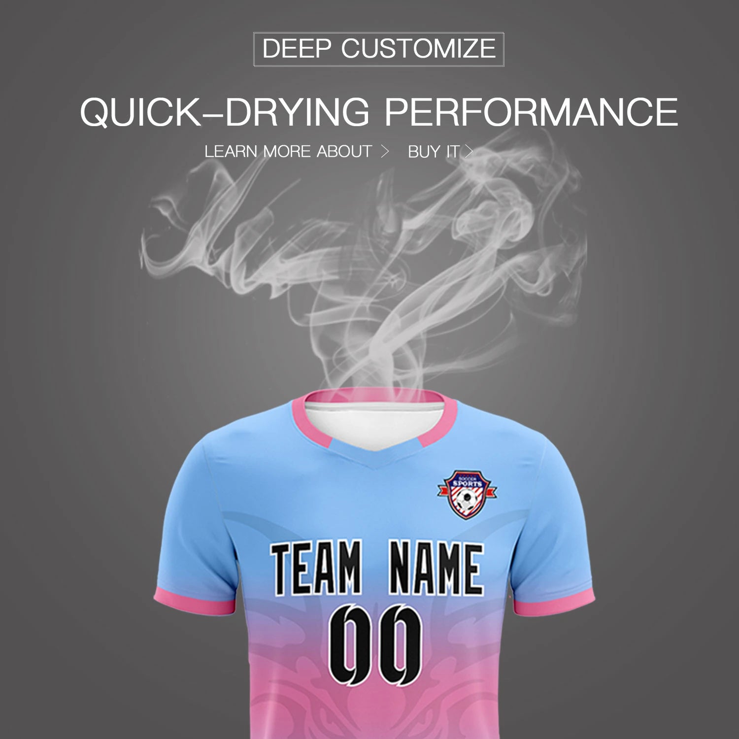 Custom Light Blue Pink Soft Training Uniform Soccer Sets Jersey