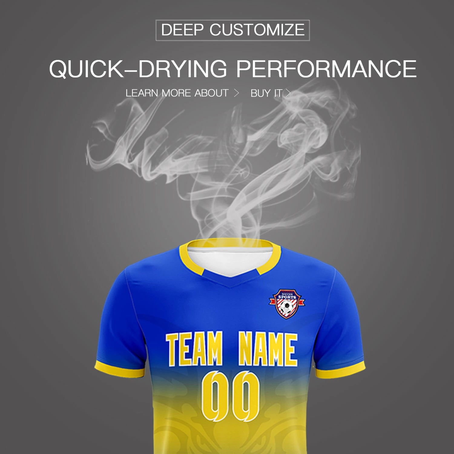 Custom Royal Blue Yellow Soft Training Uniform Soccer Sets Jersey