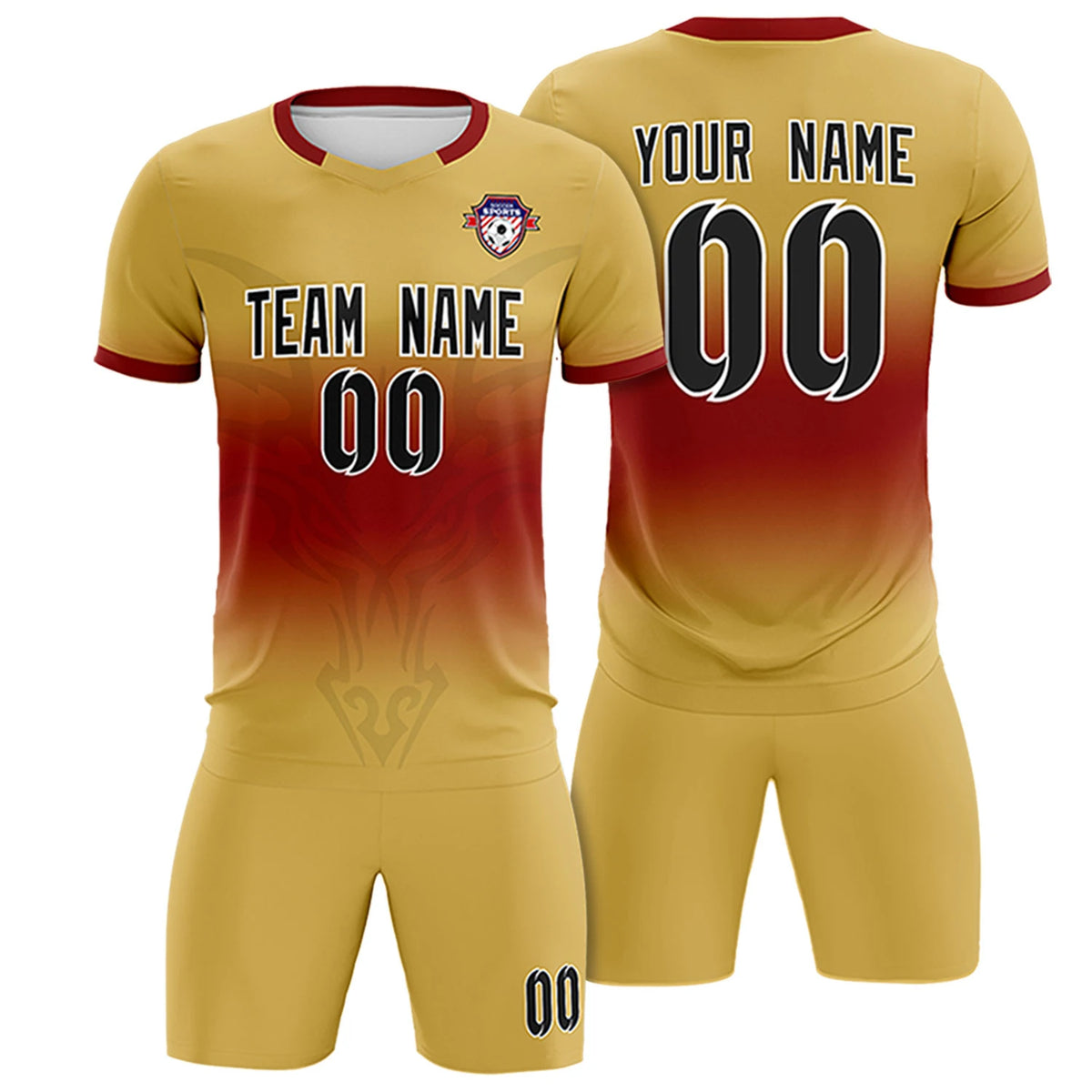 Custom Khaki Crimson Soft Training Uniform Soccer Sets Jersey
