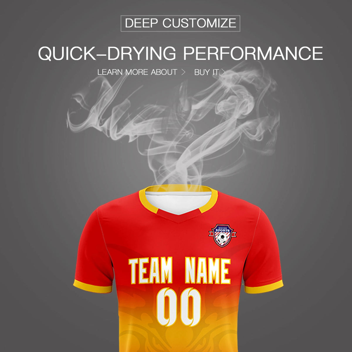 Custom Red Yellow Soft Training Uniform Soccer Sets Jersey