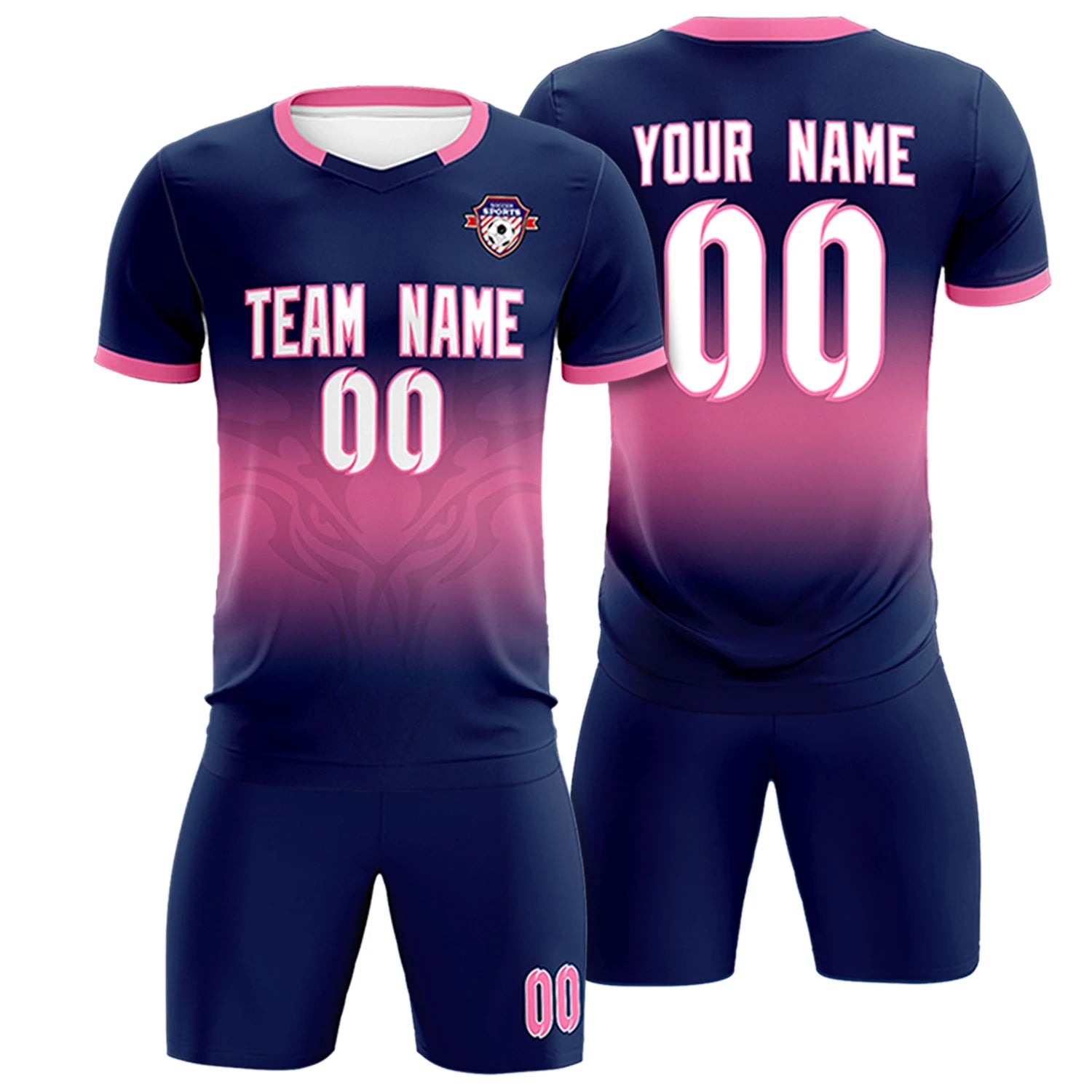 Custom Navy Pink Soft Training Uniform Soccer Sets Jersey