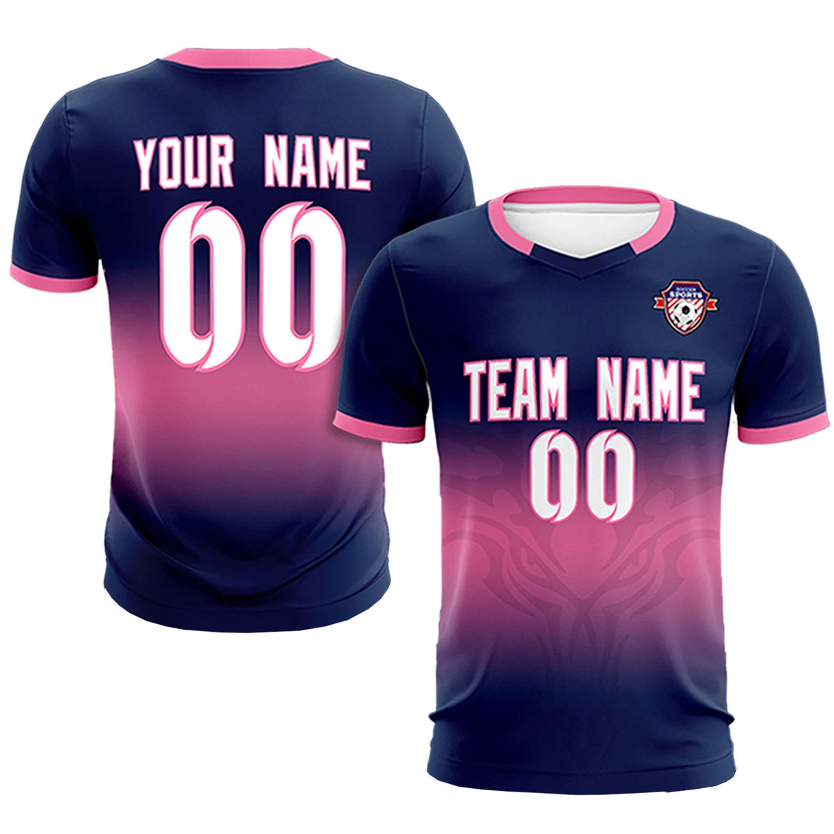 Custom Navy Pink Soft Training Uniform Soccer Sets Jersey