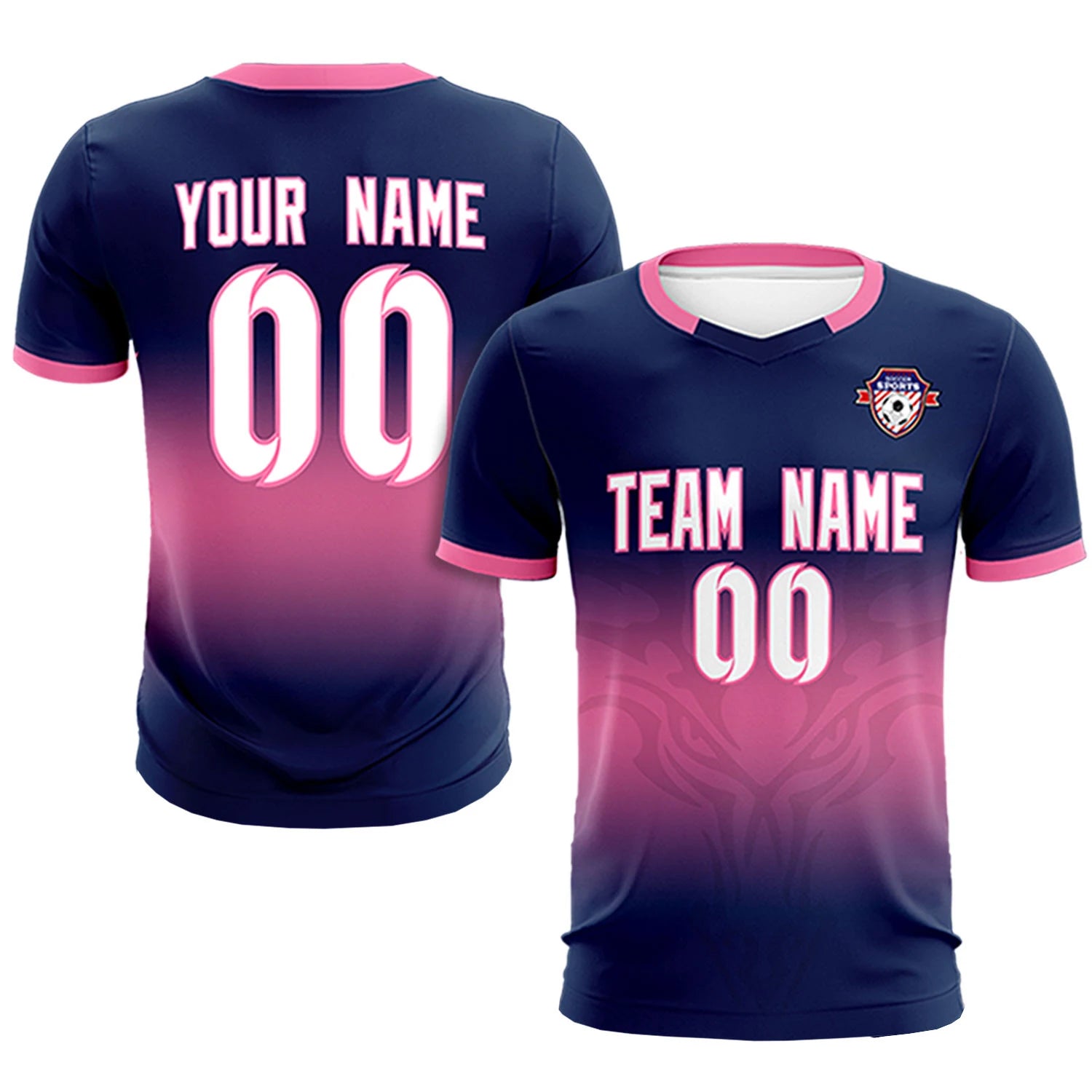 Custom Navy Pink Soft Training Uniform Soccer Sets Jersey