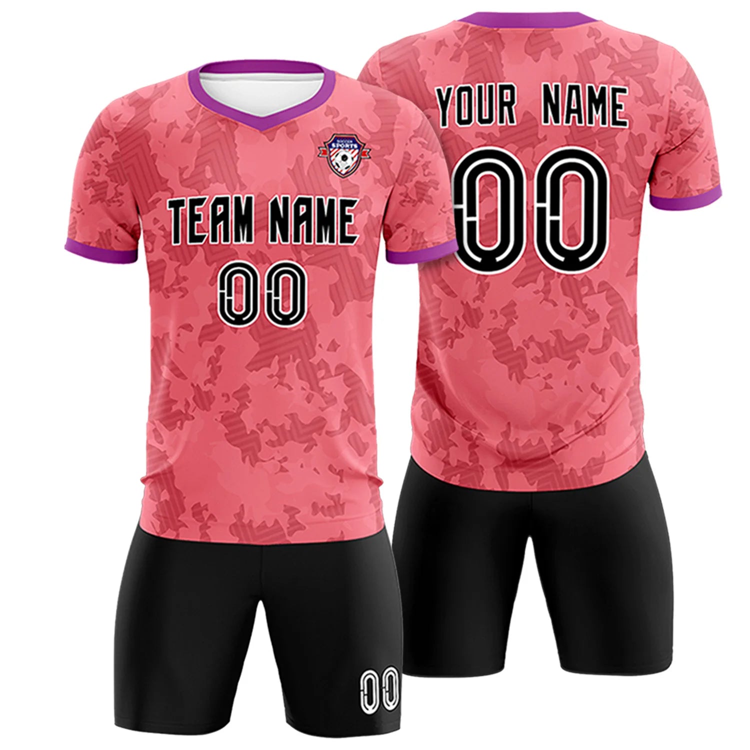 Custom Light Red-Black Printing Outdoor Breathable Soccer Sets Jersey