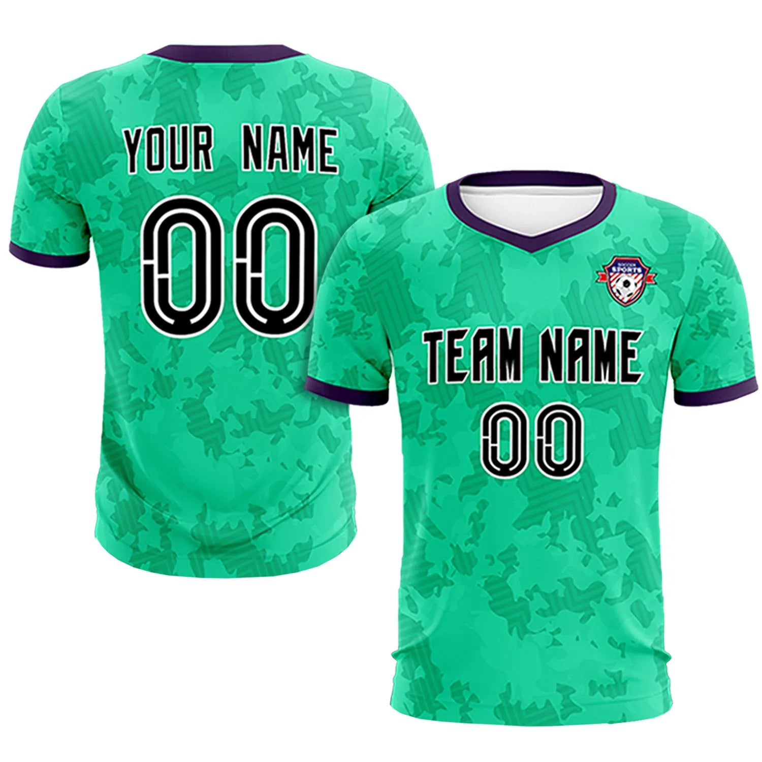 Custom Green-Black Printing Outdoor Breathable Soccer Sets Jersey