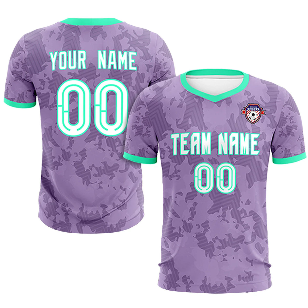 Custom Light Purple-Black Printing Outdoor Breathable Soccer Sets Jersey