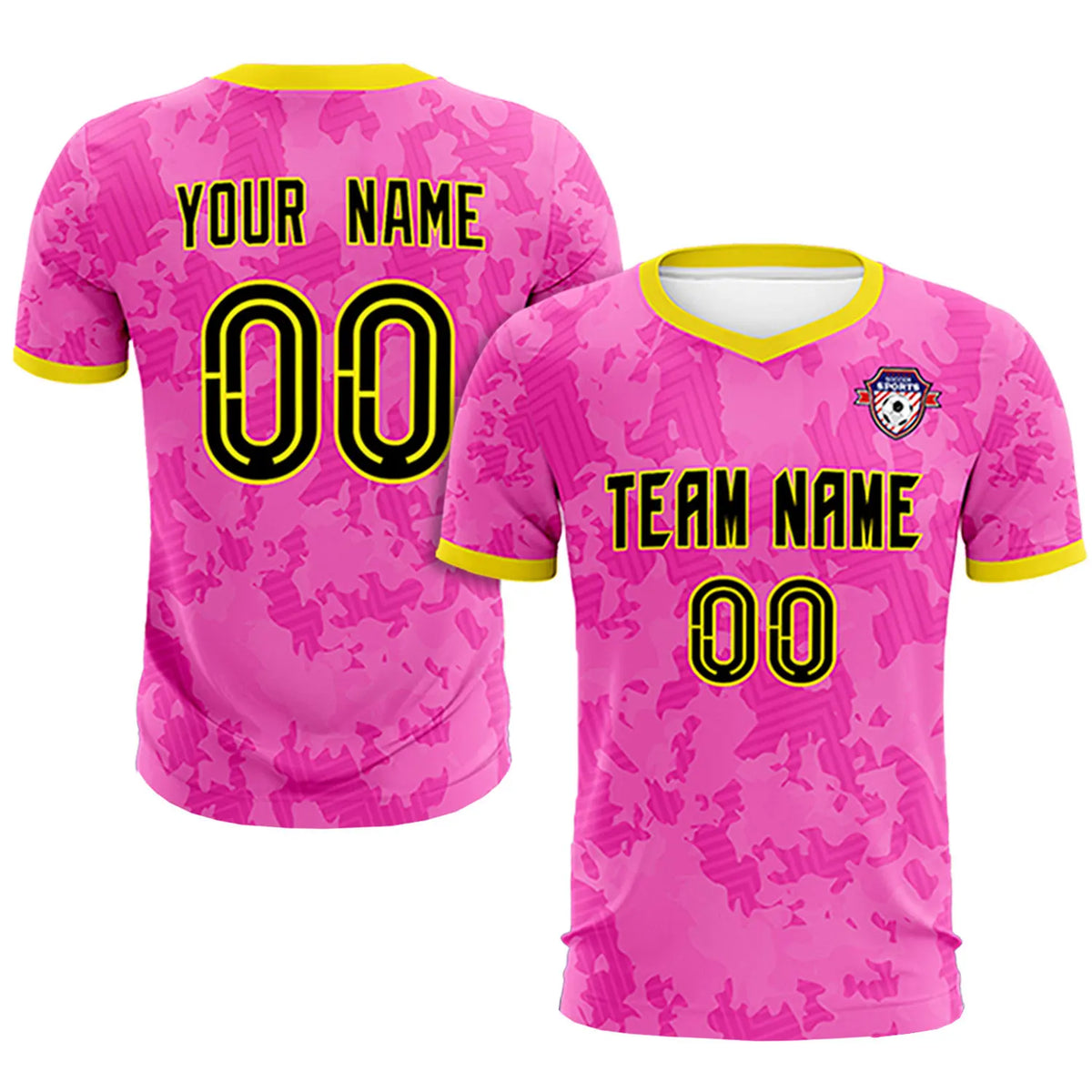 Custom Pink-Navy Printing Outdoor Breathable Soccer Sets Jersey
