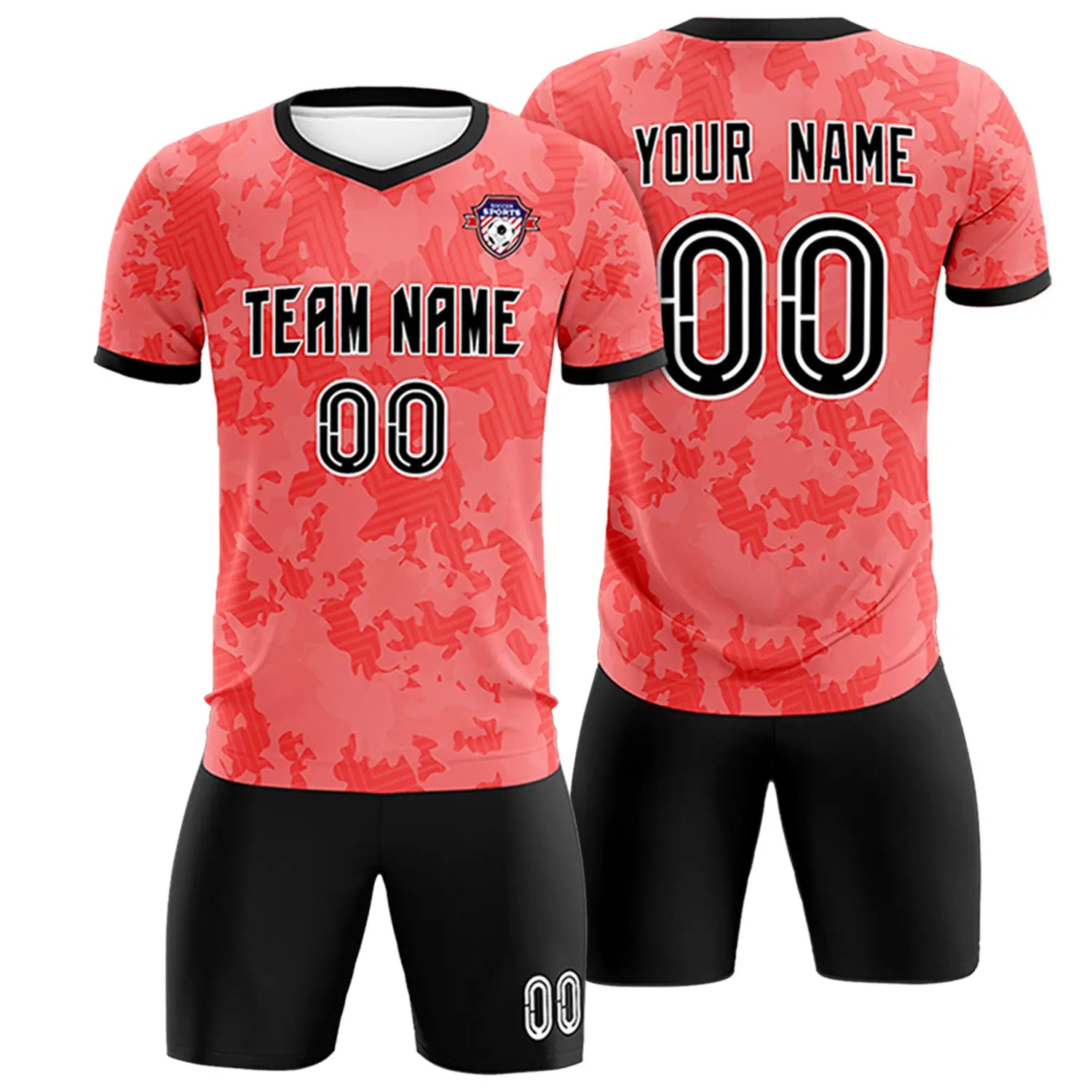 Custom Red-Black Printing Outdoor Breathable Soccer Sets Jersey