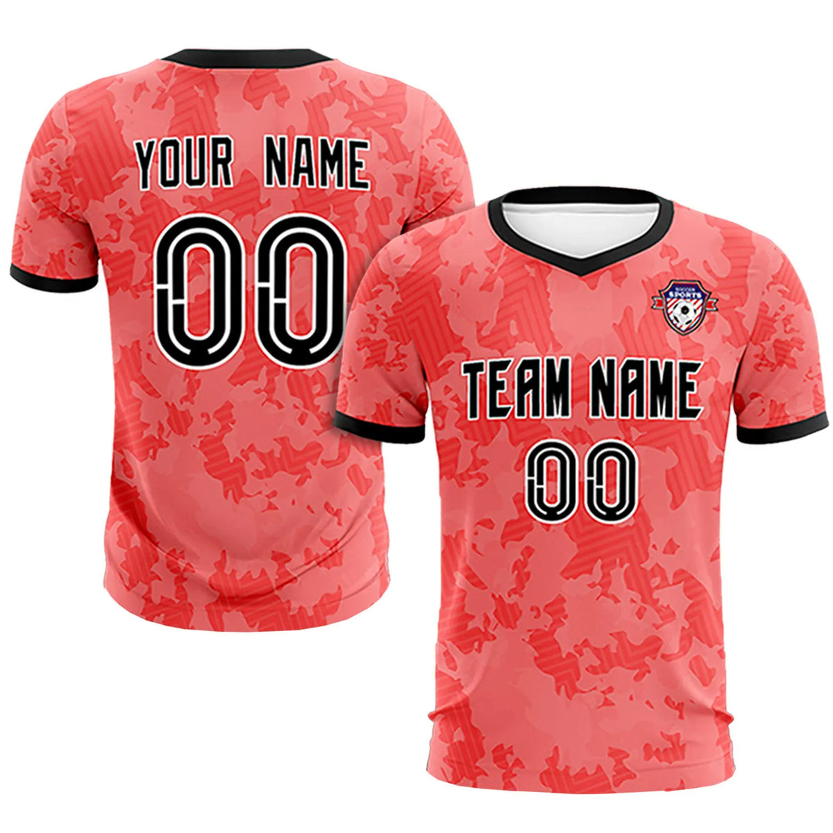 Custom Red-Black Printing Outdoor Breathable Soccer Sets Jersey
