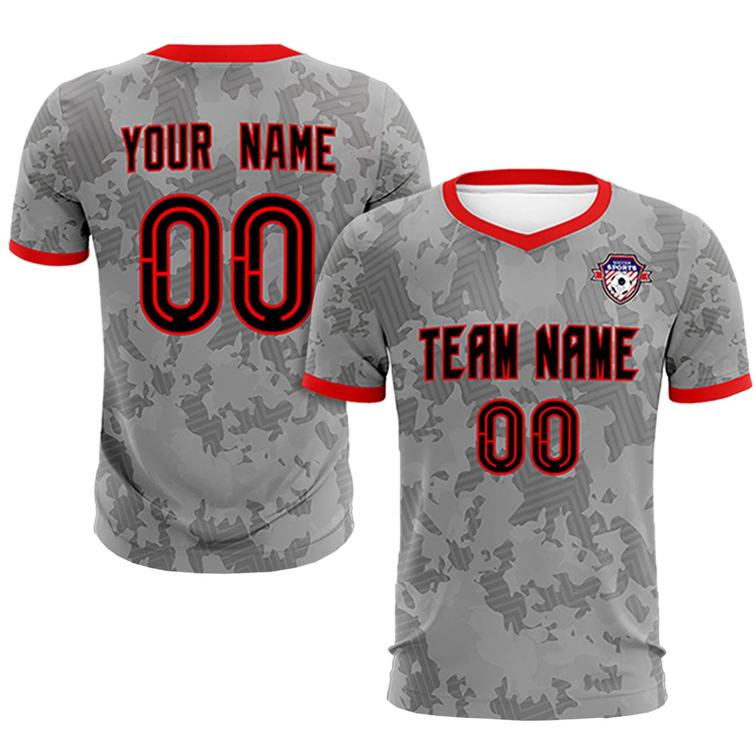 Custom Gray-Black Printing Outdoor Breathable Soccer Sets Jersey