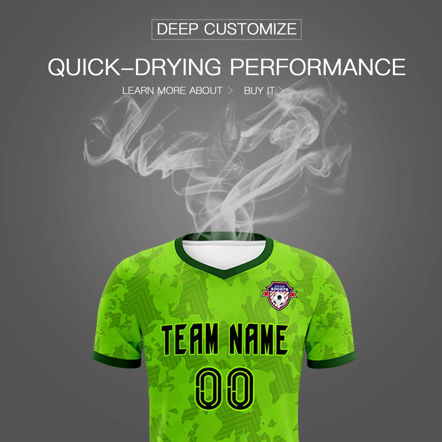 Custom Green-Black Printing Outdoor Breathable Soccer Sets Jersey