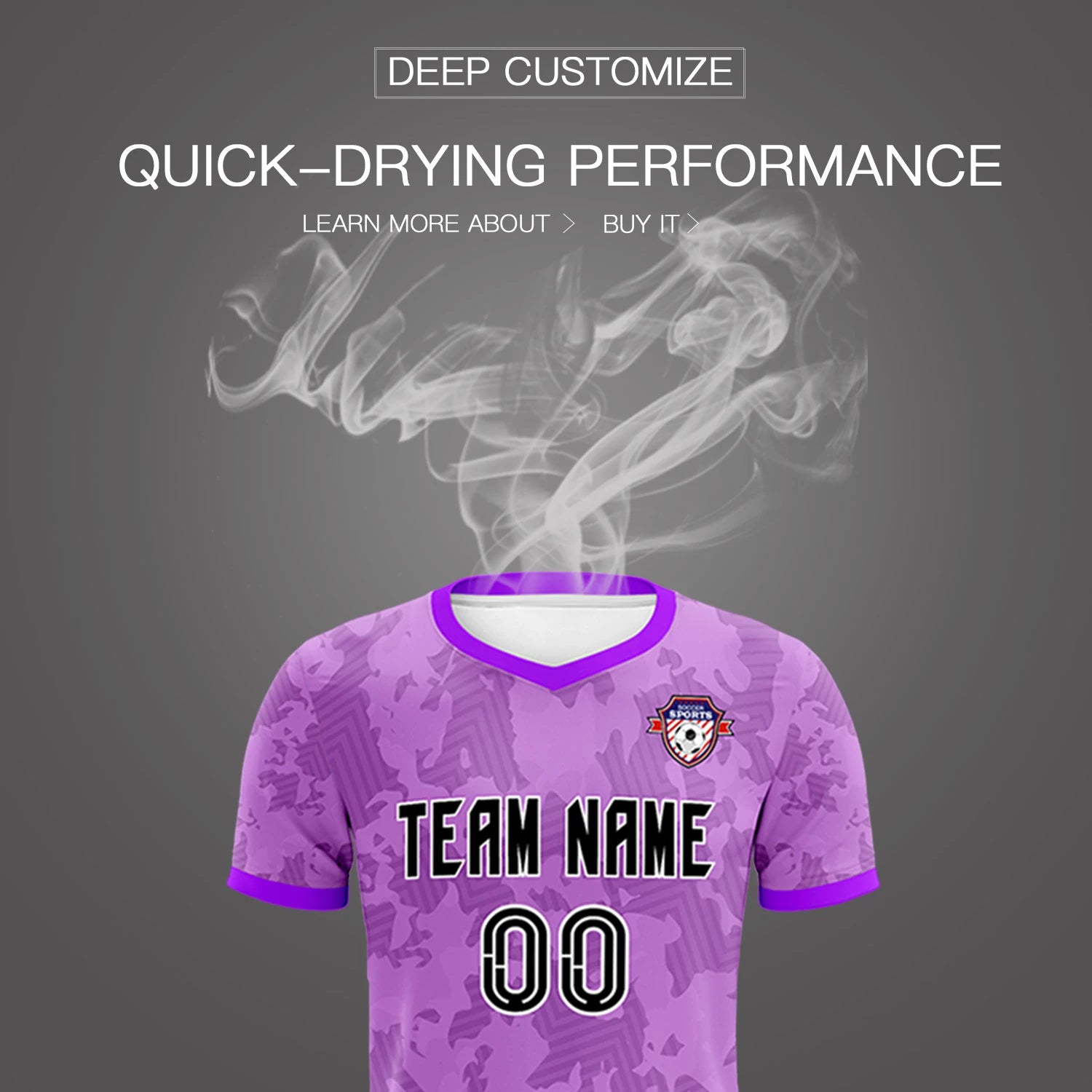 Custom Light Purple-Black Printing Outdoor Breathable Soccer Sets Jersey