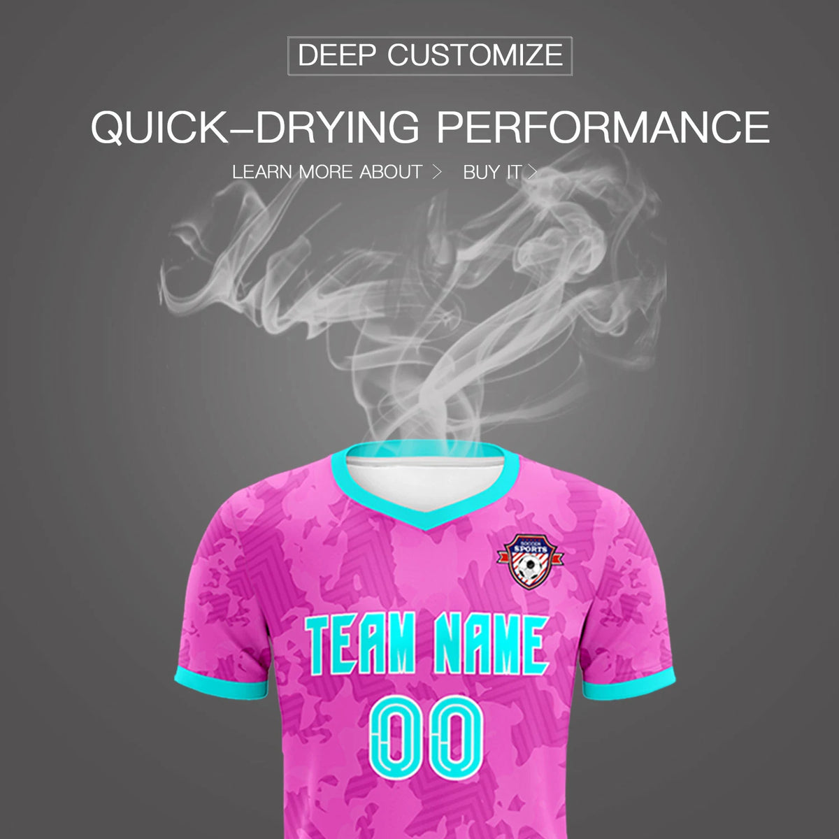 Custom Pink-Navy Printing Outdoor Breathable Soccer Sets Jersey