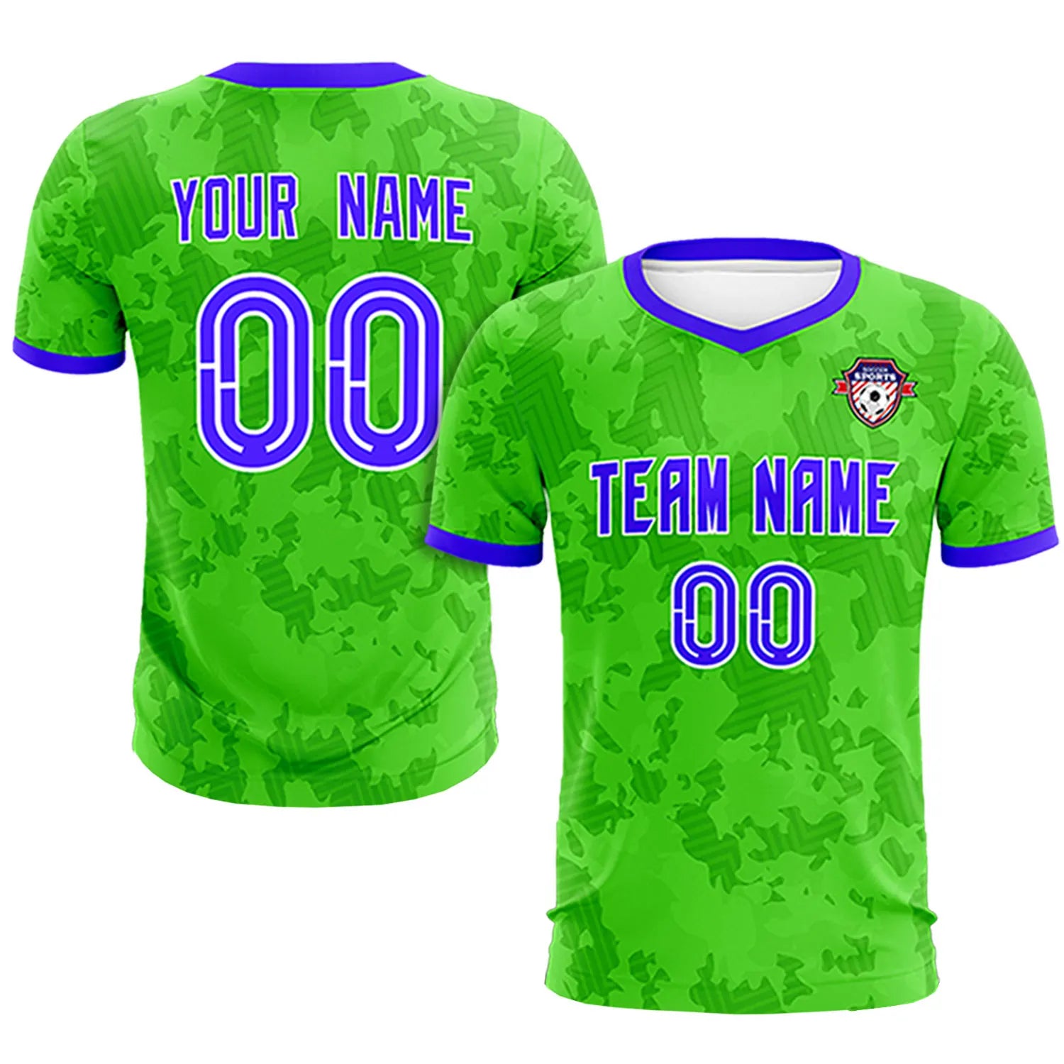 Custom Fluorescent Green-Black Printing Outdoor Breathable Soccer Sets Jersey