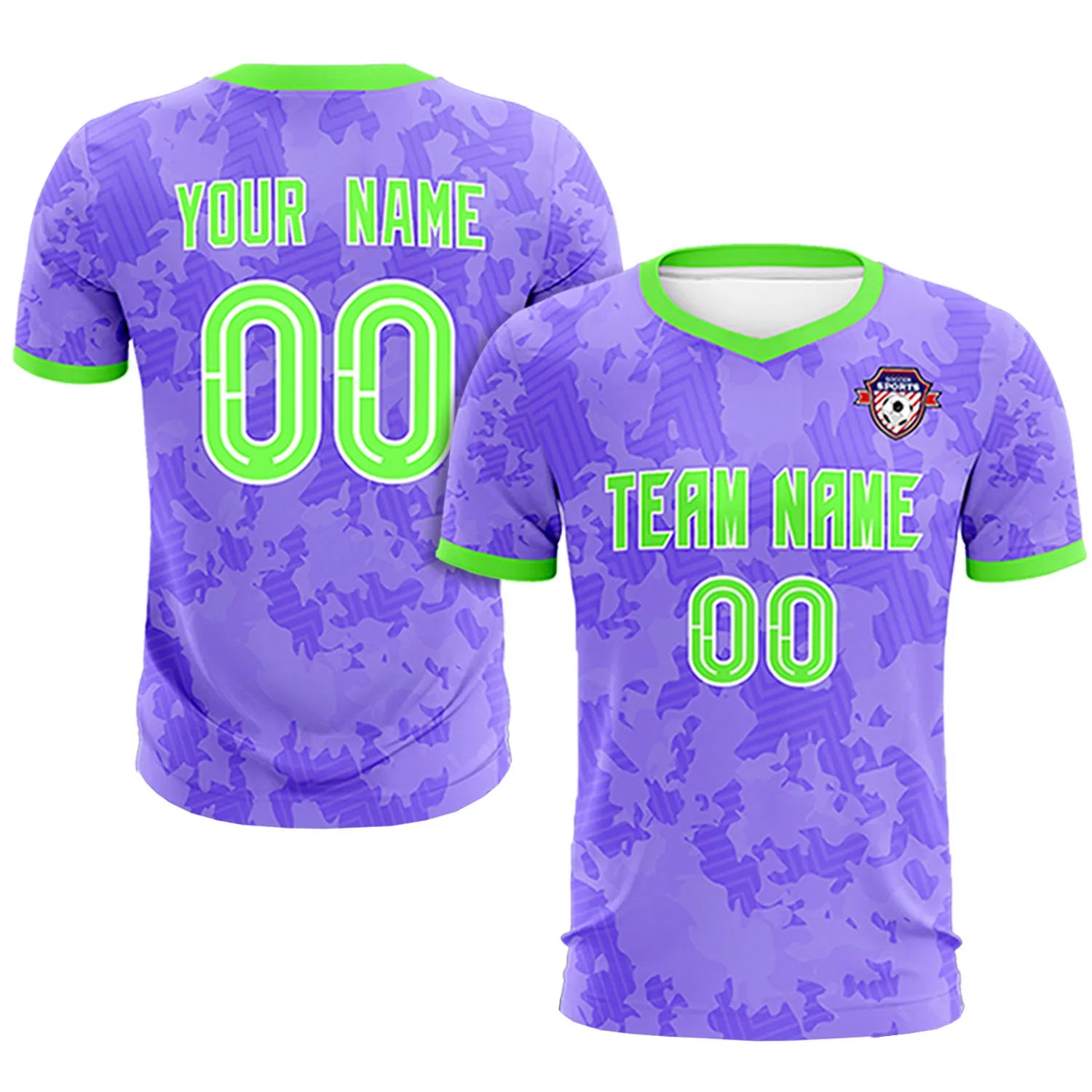 Custom Light Purple-Black Printing Outdoor Breathable Soccer Sets Jersey