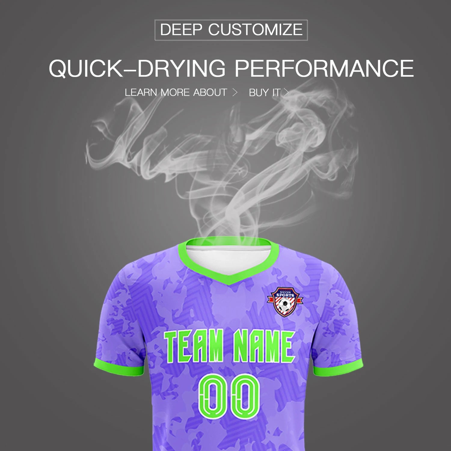 Custom Light Purple-Black Printing Outdoor Breathable Soccer Sets Jersey