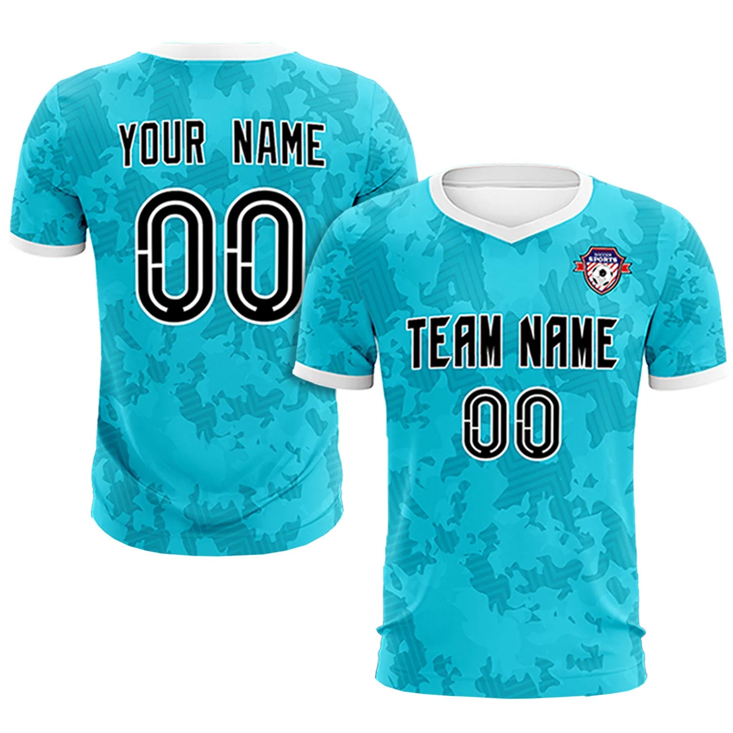 Custom Blue-Black Printing Outdoor Breathable Soccer Sets Jersey