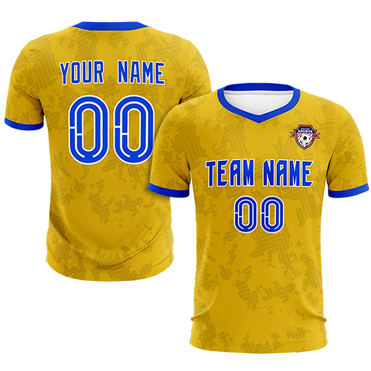 Custom Yellow-Black Printing Outdoor Breathable Soccer Sets Jersey