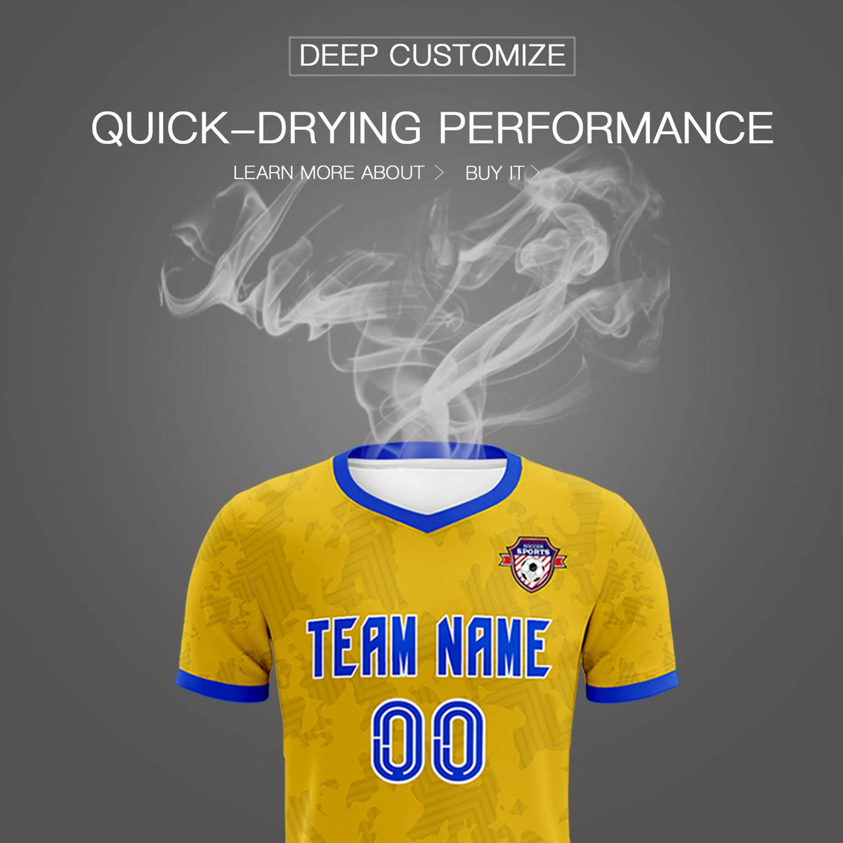 Custom Yellow-Black Printing Outdoor Breathable Soccer Sets Jersey