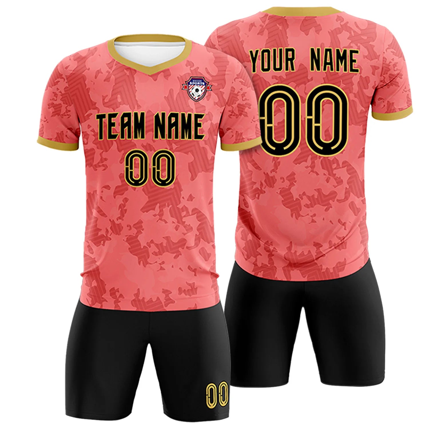Custom Red-Black Printing Outdoor Breathable Soccer Sets Jersey
