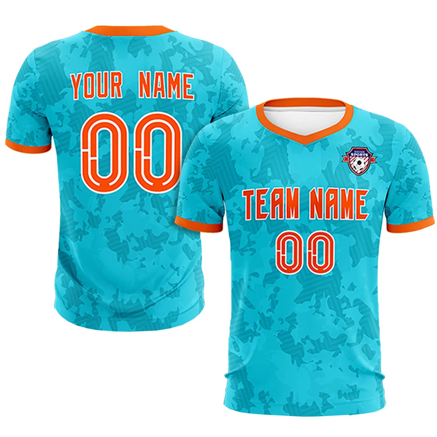 Custom Blue-Black Printing Outdoor Breathable Soccer Sets Jersey