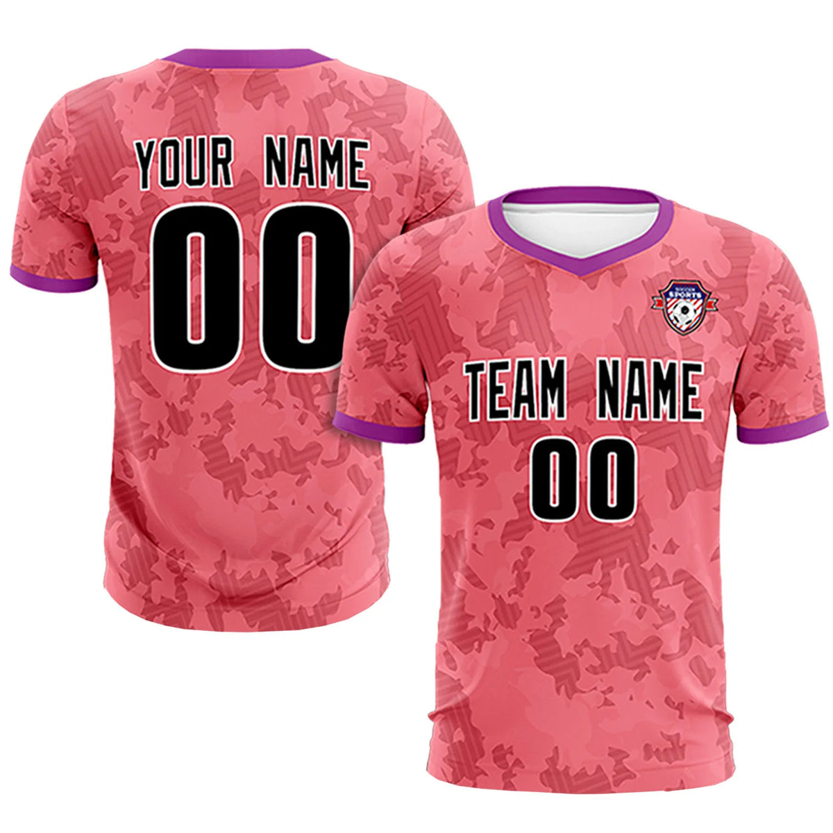 Custom Light Red-Black Printing Outdoor Breathable Soccer Sets Jersey