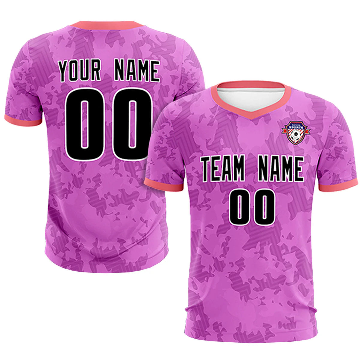 Custom Pink-Navy Printing Outdoor Breathable Soccer Sets Jersey