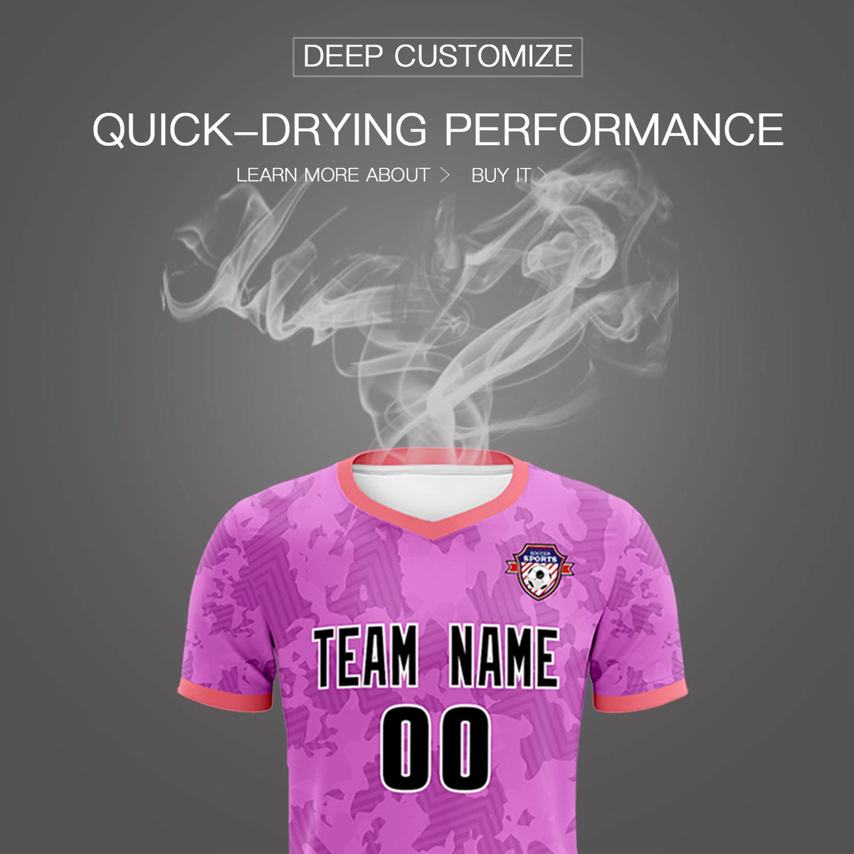 Custom Pink-Navy Printing Outdoor Breathable Soccer Sets Jersey