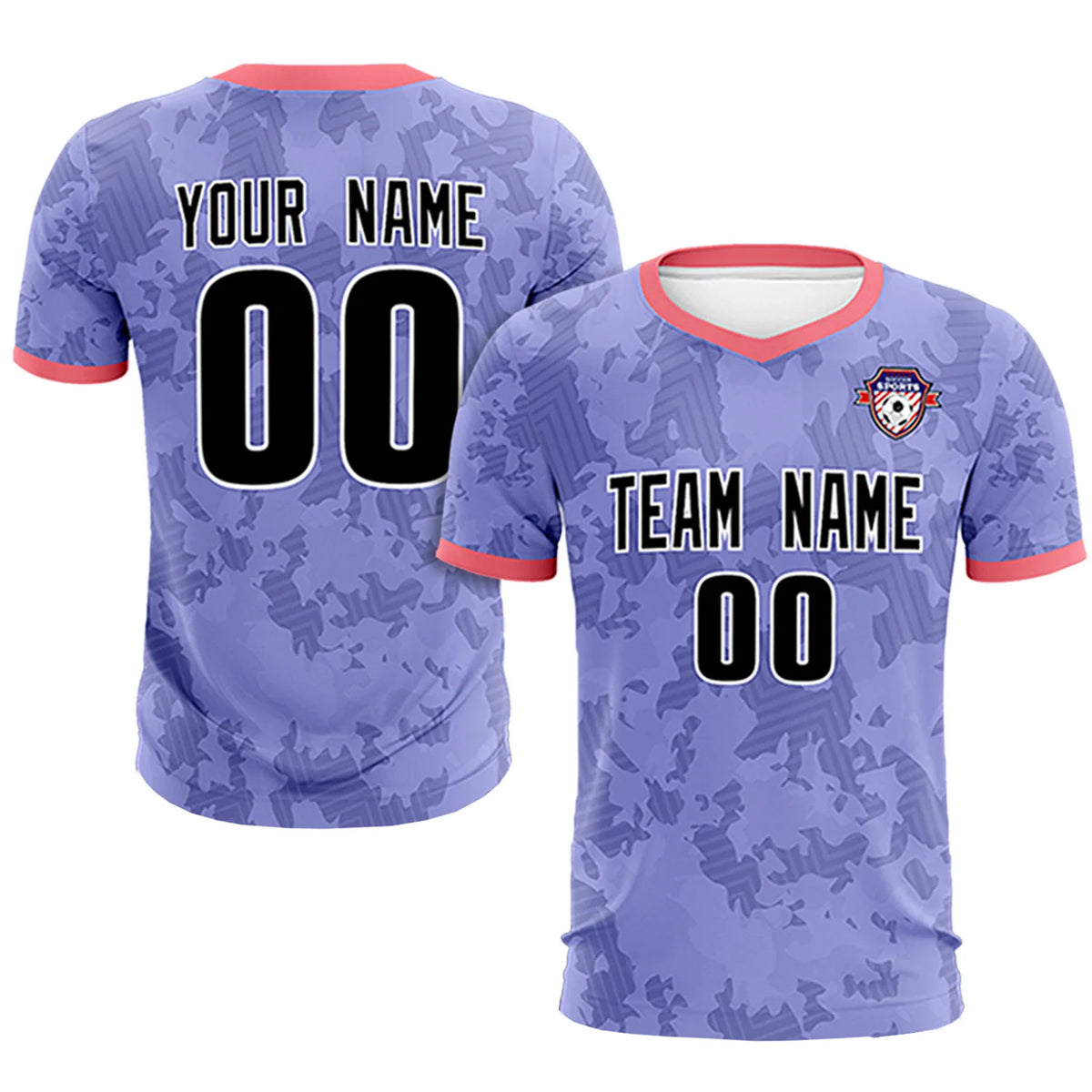 Custom Light Purple-Black Printing Outdoor Breathable Soccer Sets Jersey