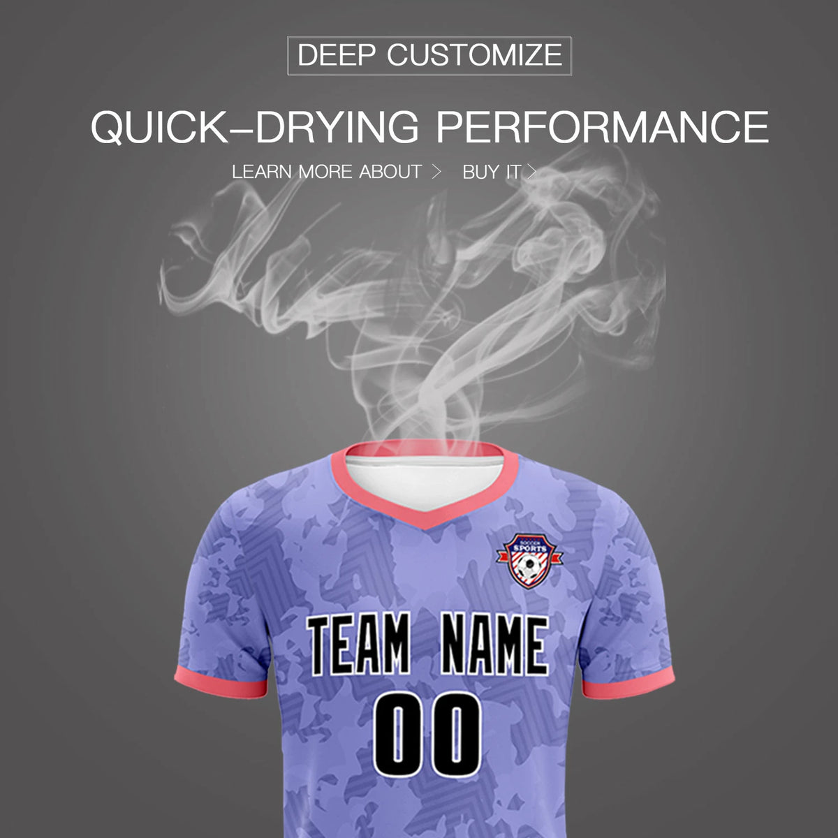 Custom Light Purple-Black Printing Outdoor Breathable Soccer Sets Jersey