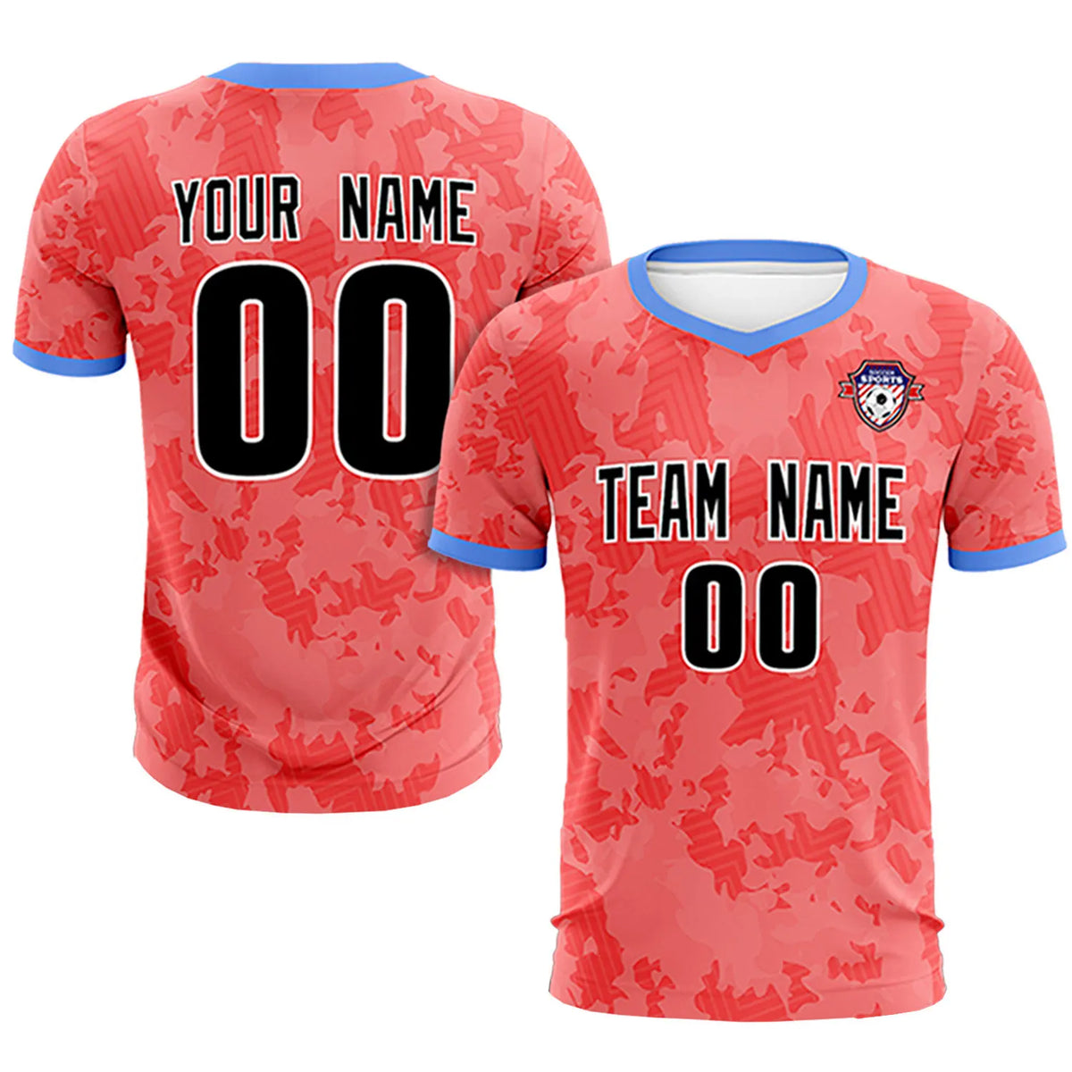 Custom Light Red-Black Printing Outdoor Breathable Soccer Sets Jersey