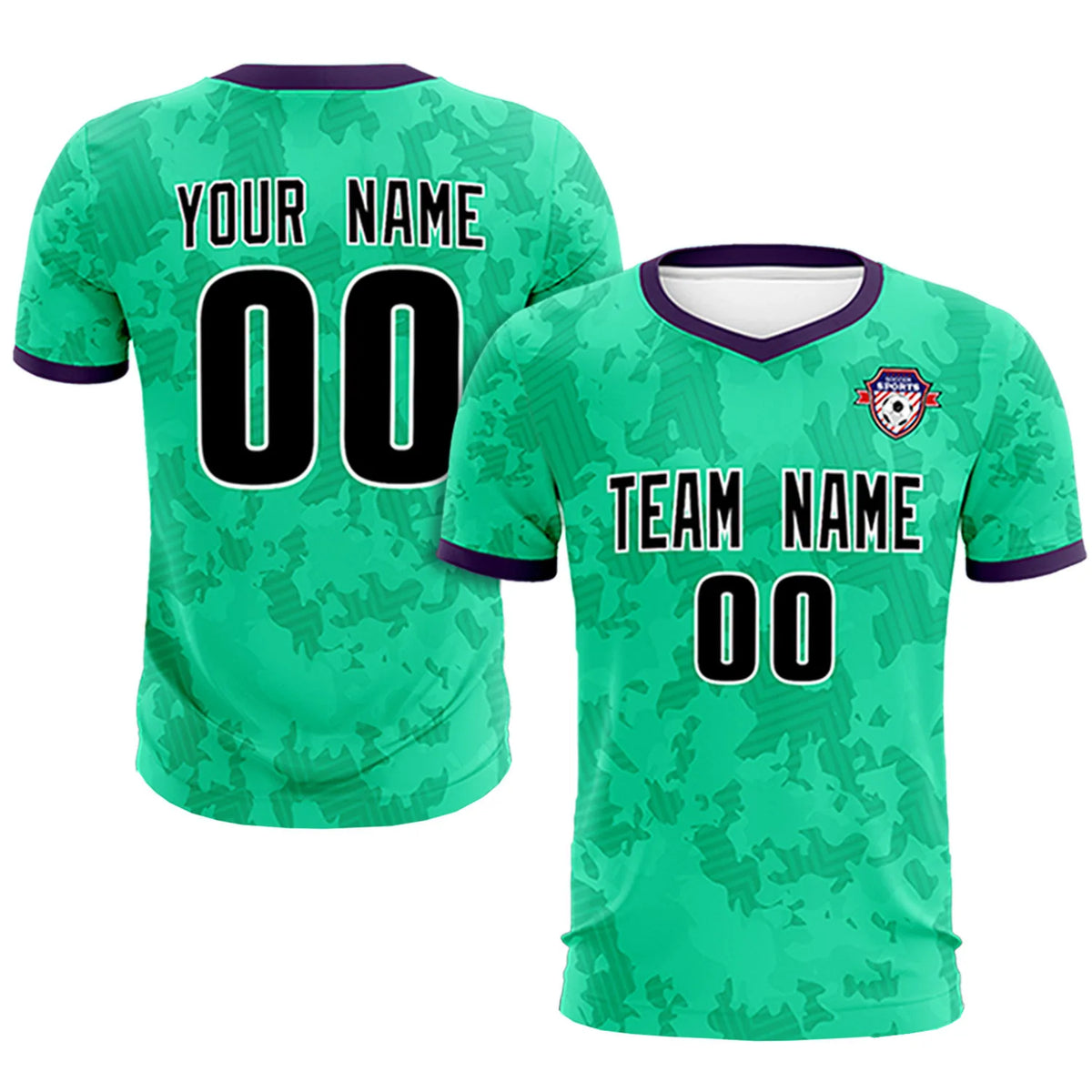 Custom Green-Black Printing Outdoor Breathable Soccer Sets Jersey