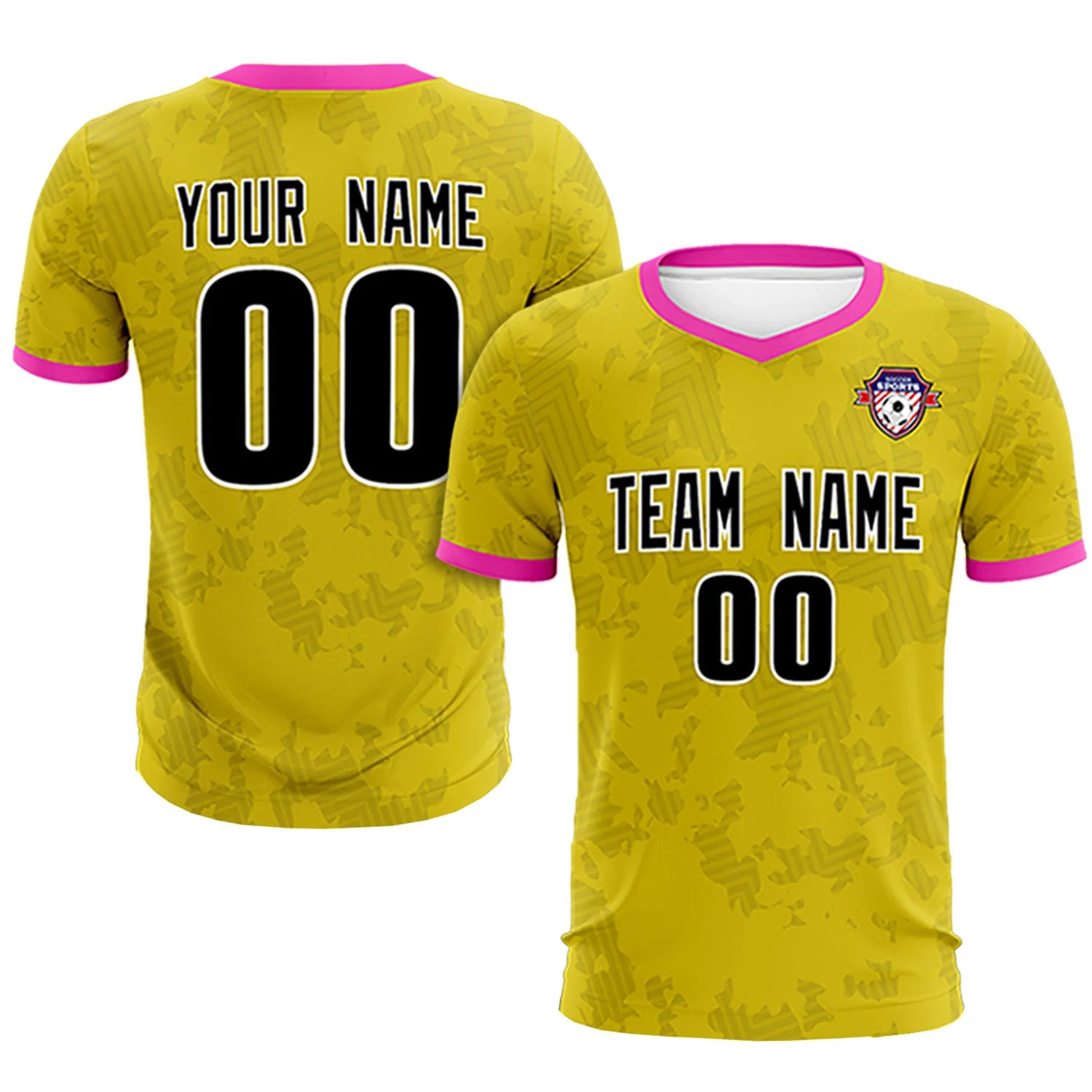 Custom Yellow-Black Printing Outdoor Breathable Soccer Sets Jersey