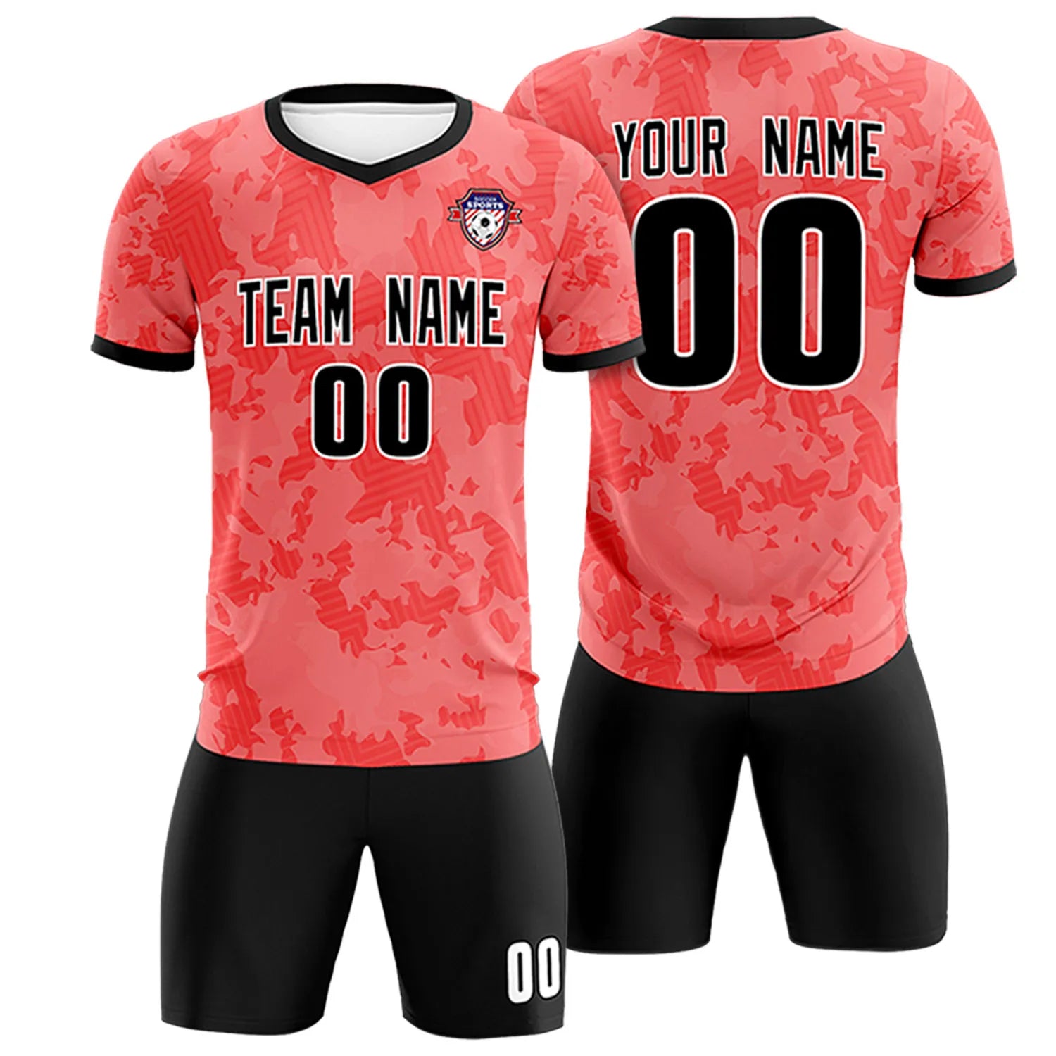 Custom Red-Black Printing Outdoor Breathable Soccer Sets Jersey