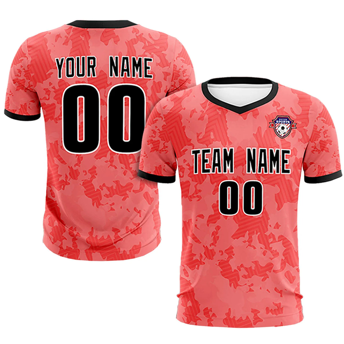 Custom Red-Black Printing Outdoor Breathable Soccer Sets Jersey