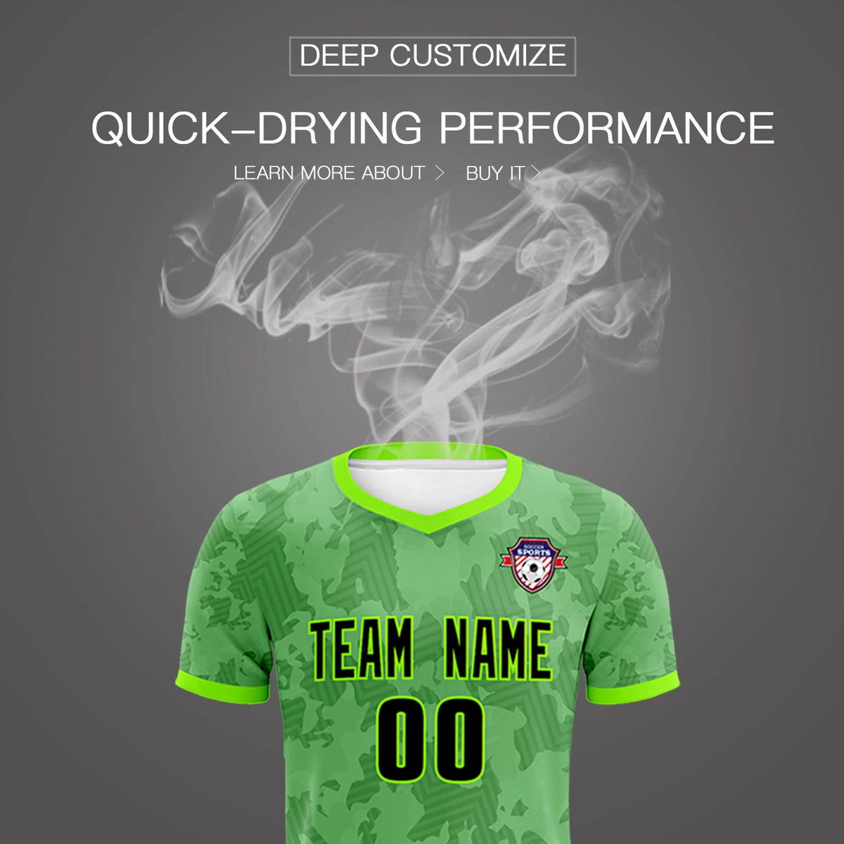 Custom Neon Green-Black Printing Outdoor Breathable Soccer Sets Jersey