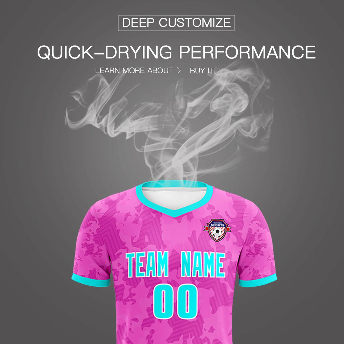 Custom Pink-Navy Printing Outdoor Breathable Soccer Sets Jersey
