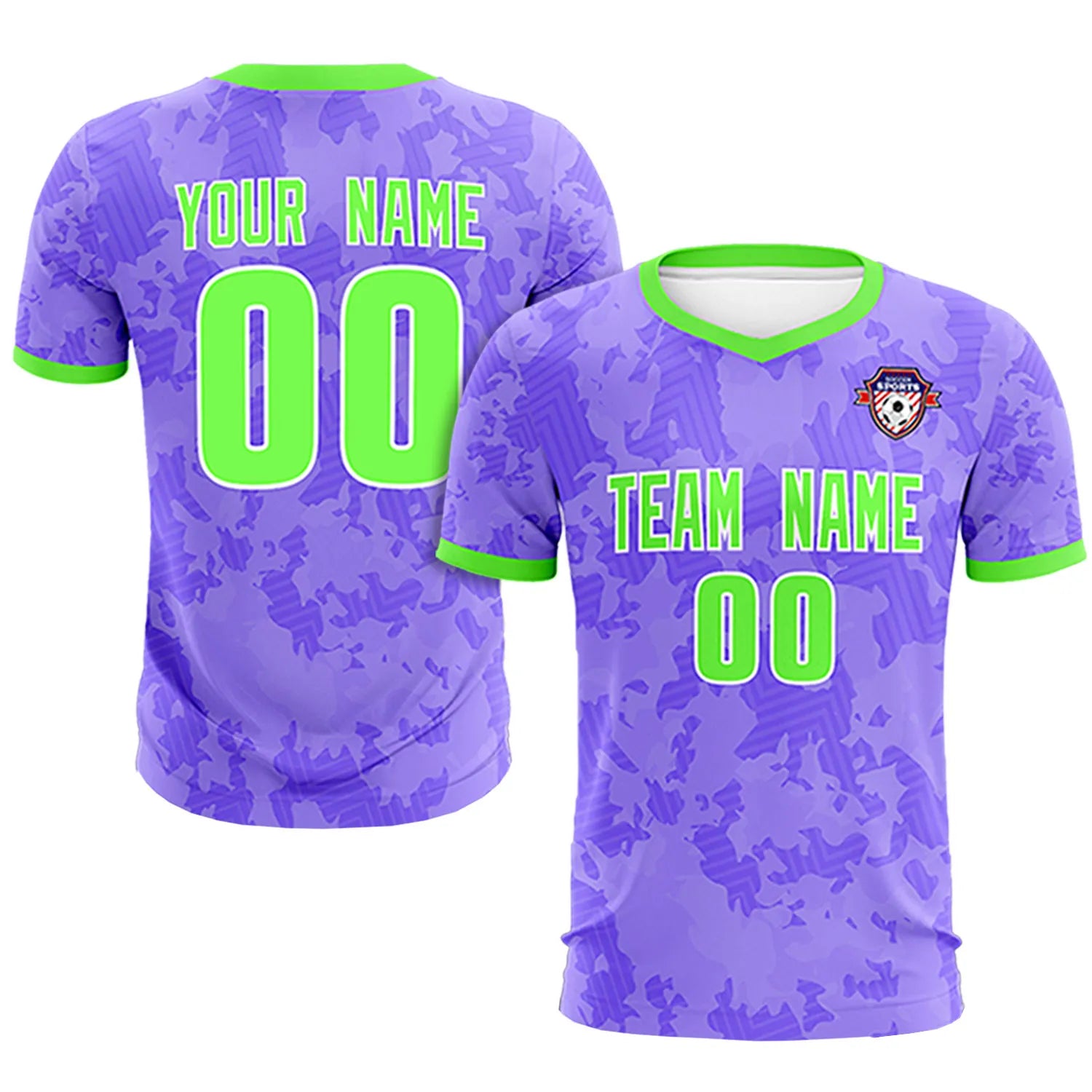 Custom Light Purple-Black Printing Outdoor Breathable Soccer Sets Jersey