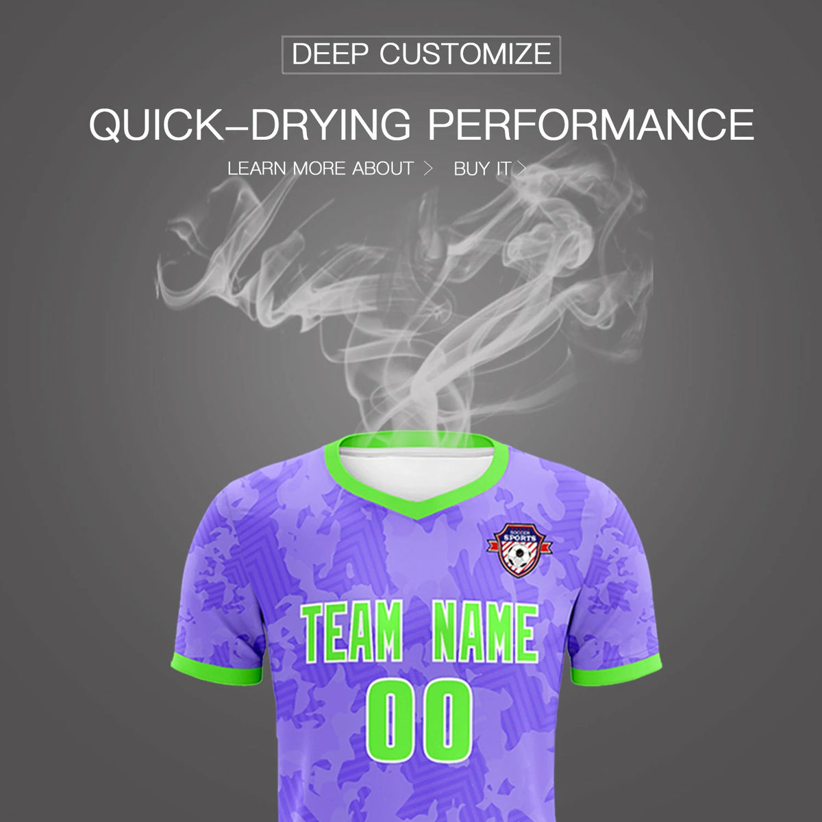 Custom Light Purple-Black Printing Outdoor Breathable Soccer Sets Jersey