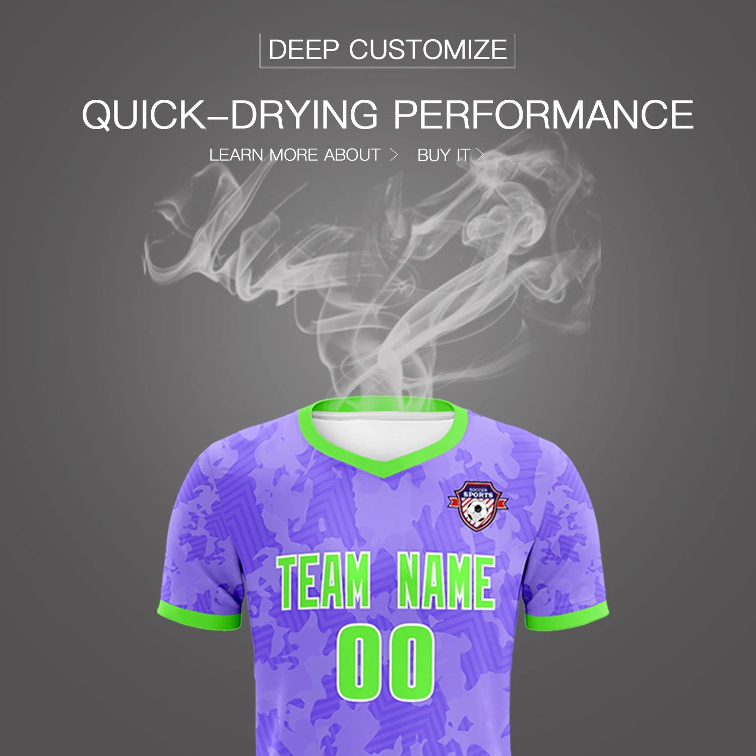 Custom Light Purple-Black Printing Outdoor Breathable Soccer Sets Jersey