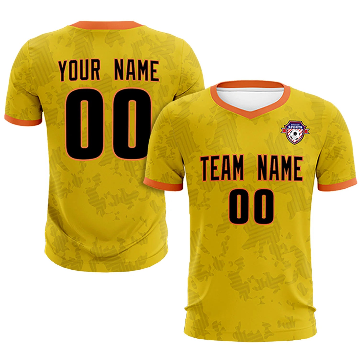 Custom Yellow-Black Printing Outdoor Breathable Soccer Sets Jersey