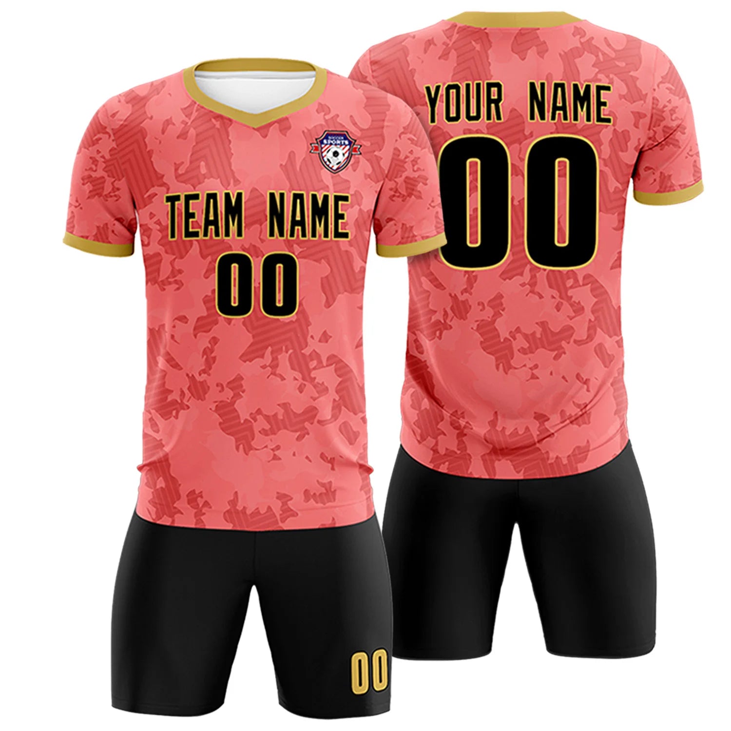 Custom Red-Black Printing Outdoor Breathable Soccer Sets Jersey