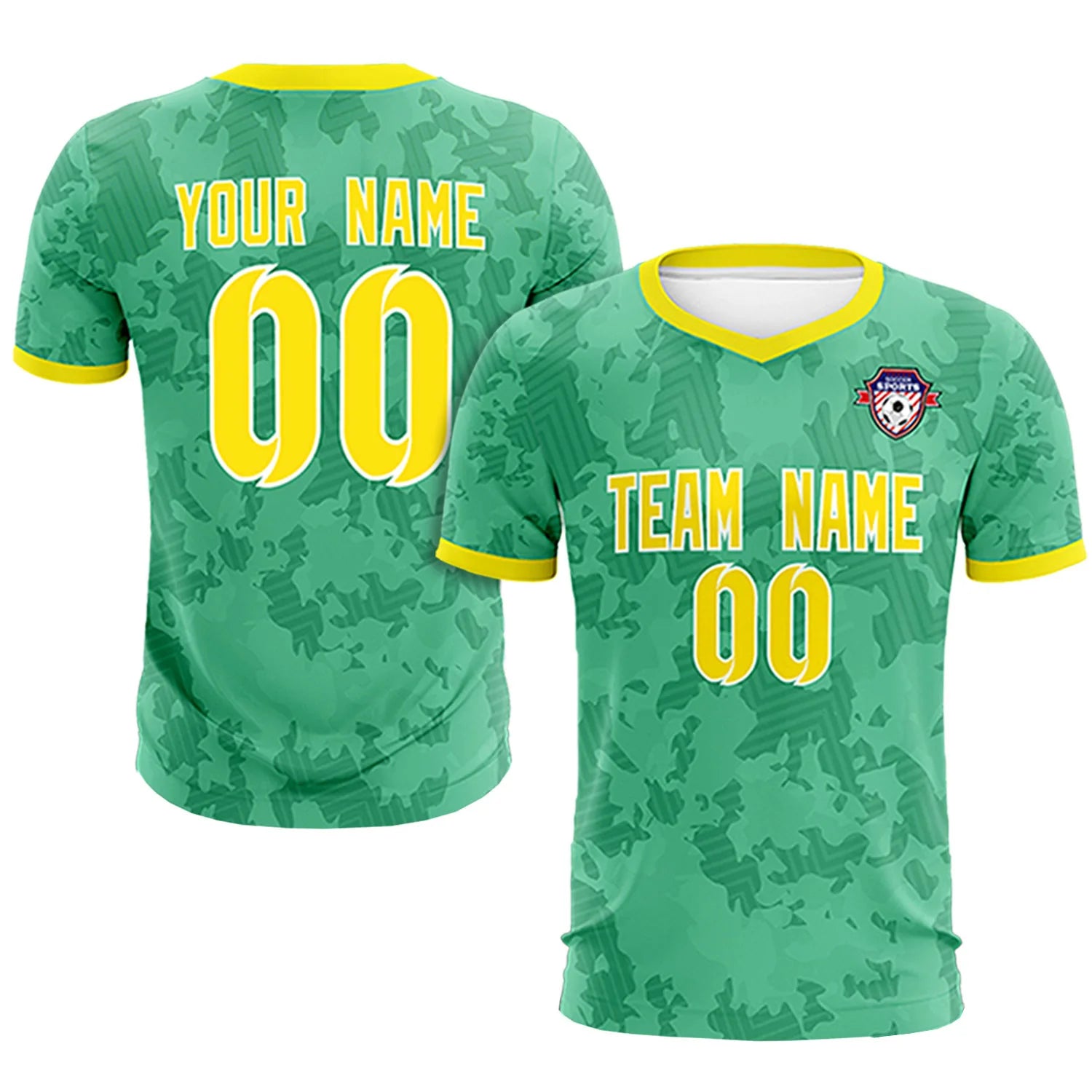 Custom Bright Green-Black Printing Outdoor Breathable Soccer Sets Jersey