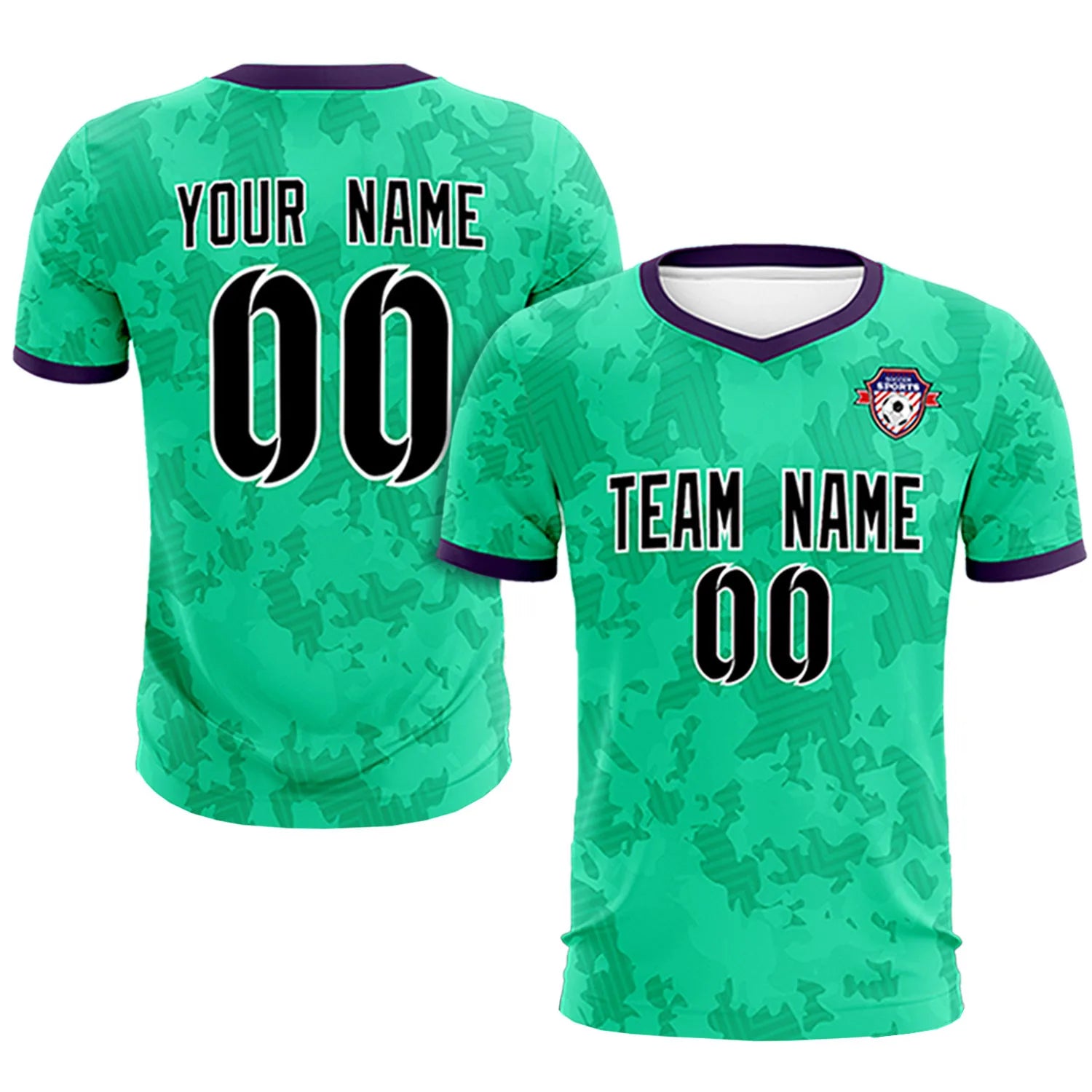 Custom Green-Black Printing Outdoor Breathable Soccer Sets Jersey