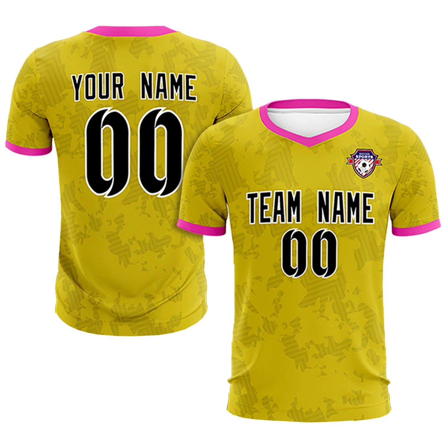 Custom Yellow-Black Printing Outdoor Breathable Soccer Sets Jersey